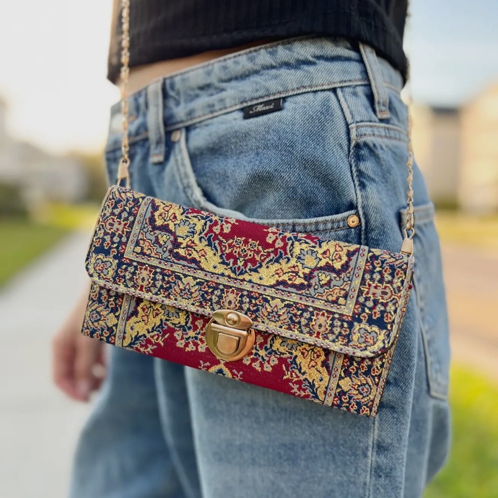NWT Elegant Tapestry Boho Clutch Crossbody! - Picture 6 of 8